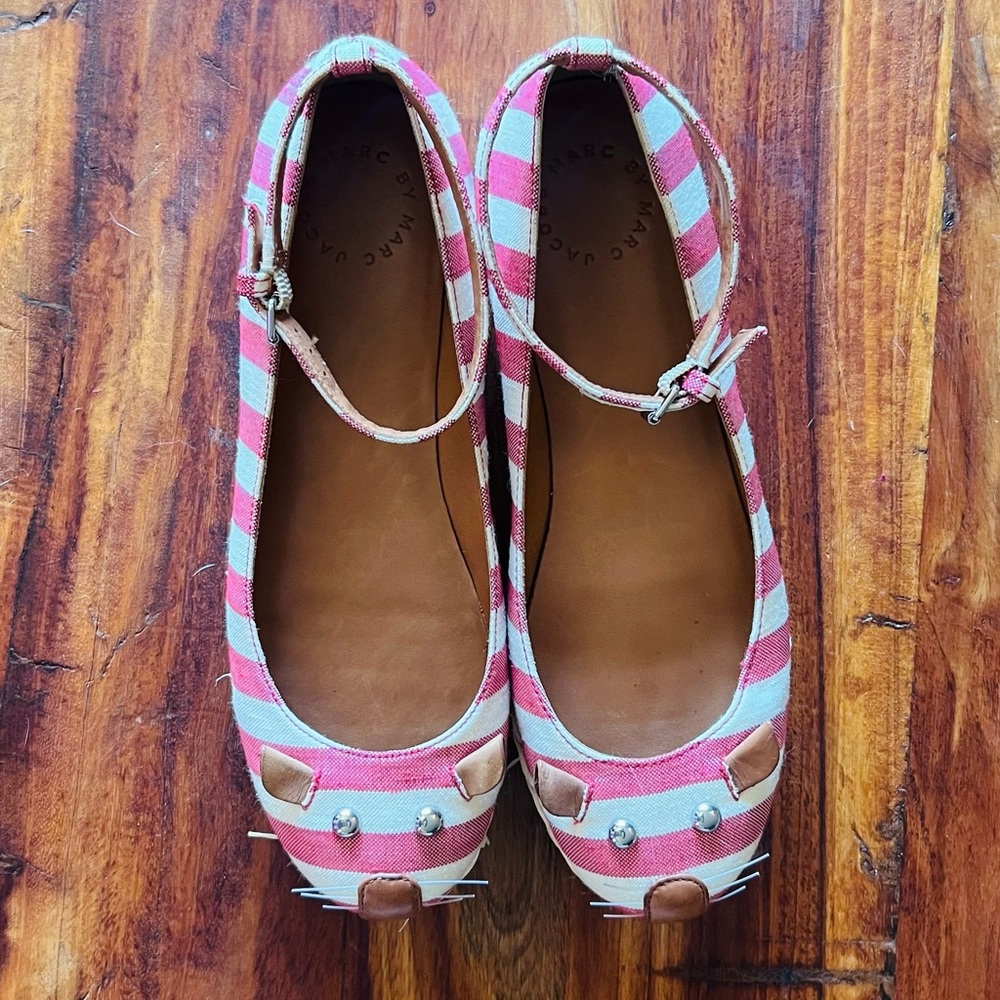 Marc Jacobs Red Striped Mouse Espadrille Flats 37 - Picture 8 of 10